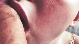 slobbery blowjob close-up with cum in mouth - Ezik01 18+