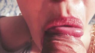 slobbery blowjob close-up with cum in mouth - Ezik01 18+