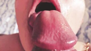 slobbery blowjob close-up with cum in mouth - Ezik01 18+