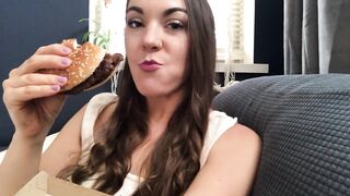 Sexy Babe Eating a Burger