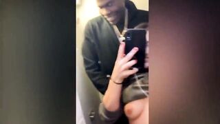 Sucking a black cock in the airplane bathroom