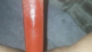 Slut Fucks Pussy with Popsicle