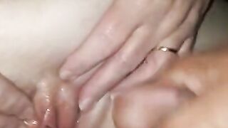 Cumming on her sexy pussy