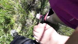 Outdoor titty cumshot