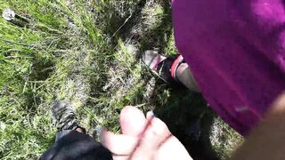 Outdoor titty cumshot