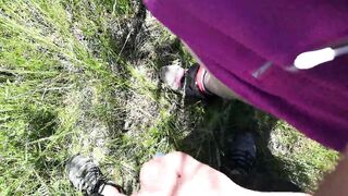 Outdoor titty cumshot