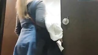 Risky Sex and Blowjob in a Shopping Mall, Public Fitting Room