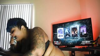 Ebony BBW gives Sloppy Head to Gamer SUBSCRIBE to OF//@lexisshawdybadd @shotsbyscout for Full Video