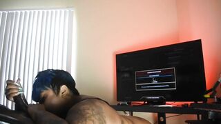 Ebony BBW gives Sloppy Head to Gamer SUBSCRIBE to OF//@lexisshawdybadd @shotsbyscout for Full Video