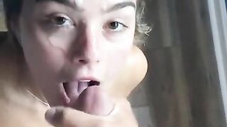 Amateur blowjob, facial