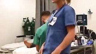 Nurse showing off her tits in ER