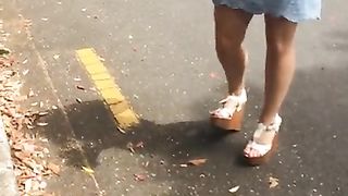 Girl from work walking in summer dress