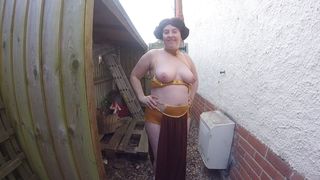 Princess Leia Slave Girl Cosplay in the Yard