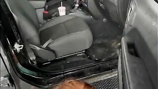 A Hot Redhead Sucks my Dick at a Public Car Wash on a Rainy Day with People around