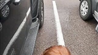 A Hot Redhead Sucks my Dick at a Public Car Wash on a Rainy Day with People around