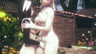 Threesome Queen and Nun - Hentai - (Uncensored)