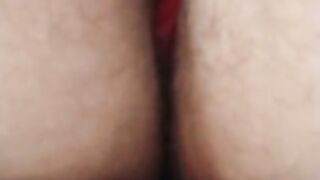 Close-up hairy pussy fucking by a dildo - Milky Mari