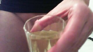 Hot Milf pee into Champagne Glass