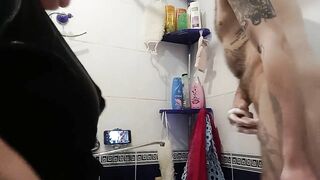 I caught my stepson in the shower and helped him cum 1