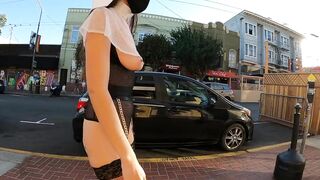 Teaser - Shameless Topless Nun Halloween Costume in Public