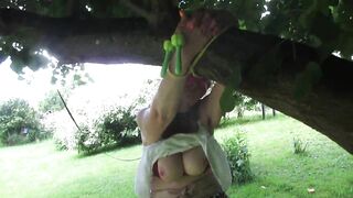 Fingered till squirting tied to a tree-Squirt-Tits