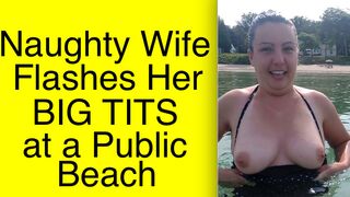 Flashing tits to old men at public beach