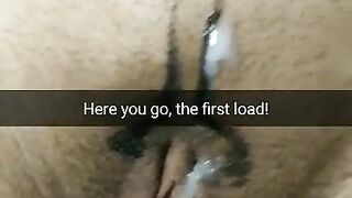 Here you go! First cheating cumload on that wife’s pussy! Snap