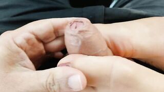 Footjob in car