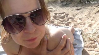 Fucked on a public beach after getting caught masturbating