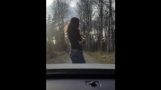 Cuckold wife getting fucked by stranger infront of her husband jerking off in car