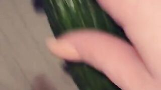 Swiss girl fucks herself with a cucumber