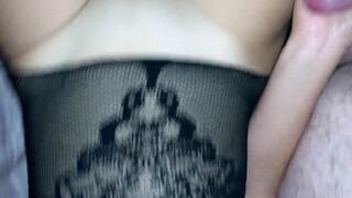 I jerked off my husband to cum on black lingerie. Handjob to my husband