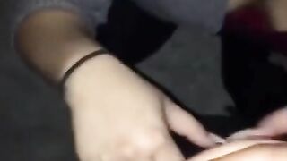 Random asian girl at house party sucks my cock in the backyard