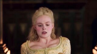 ELLE FANNING lesbian pussy licking under skirt, Hollywood celeb scene dyke milf licks princess pussy