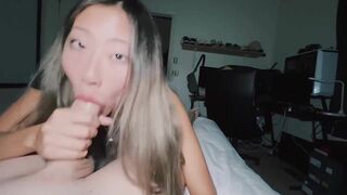 Asian teen gives me a late night blowjob!