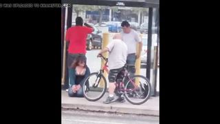 horny bitch begging to fuck on the bus stop