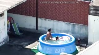 Neighbor caught fucking in the pool