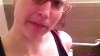 Goddess Amanda Peeing in the Toilet Wearing Glasses