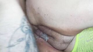 filled his wife's pussy with cum – close-up view 1