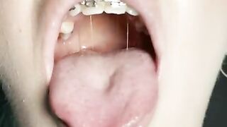 Sloppy mouth. Spit fetish