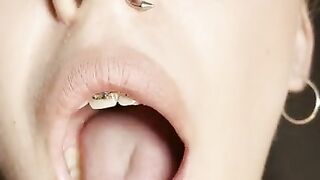 Sloppy mouth. Spit fetish