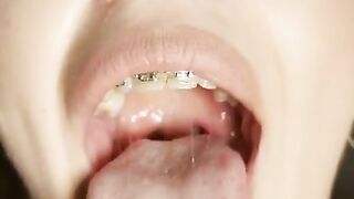 Sloppy mouth. Spit fetish