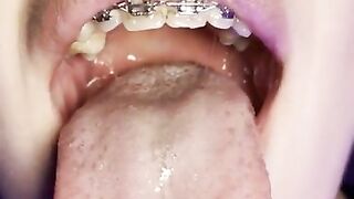 Sloppy mouth. Spit fetish