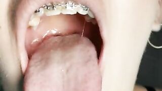 Sloppy mouth. Spit fetish