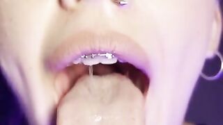 Sloppy mouth. Spit fetish