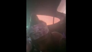 Ebony sucks dick in the car