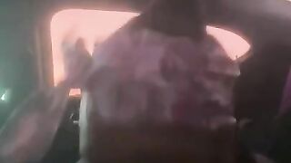 Ebony sucks dick in the car