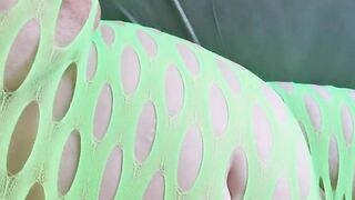 Hot Milf in sexy neon green bodystocking