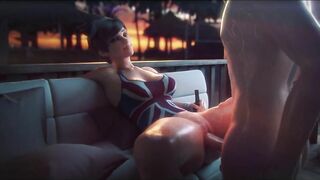 Overwatch Mercy spread legs fuck in public beach hotel (bikini naked preggo vers.)