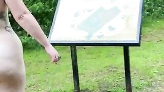 Rebecca Curves walking naked in the park